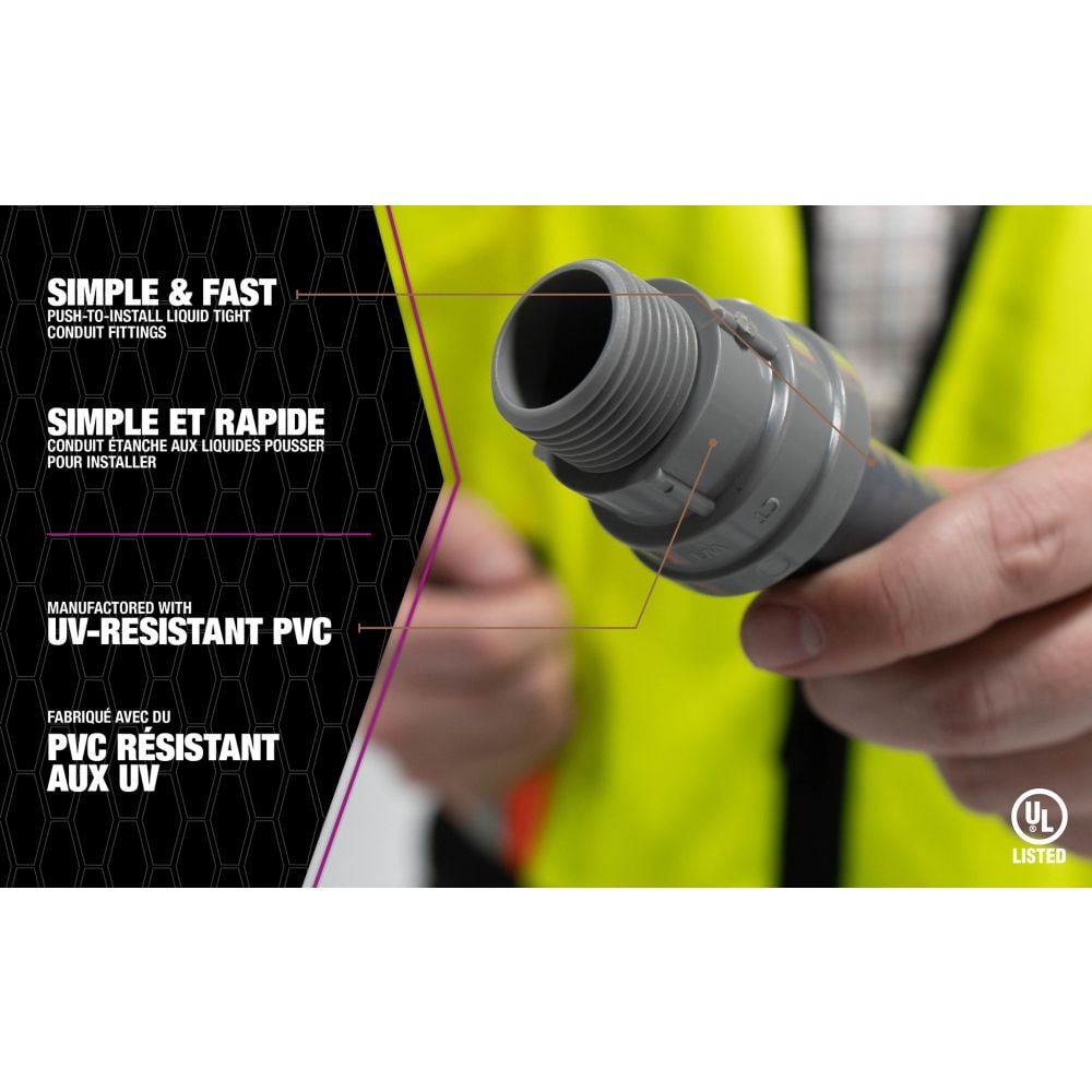 1 inch Liquid Tight Non-Metallic SIMPush 90 Degree Connector