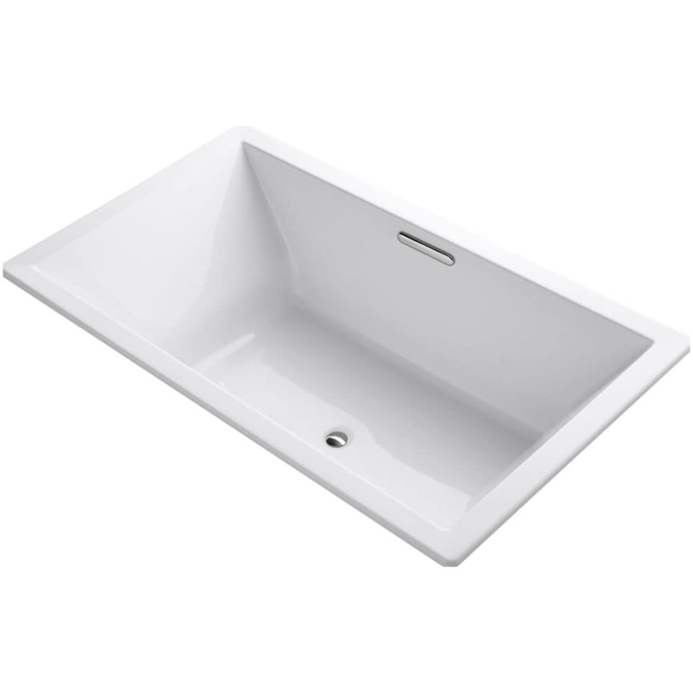 Baignoire encastrée de 72 po x 42 po avec surface chauffante Bask(R) et drain central