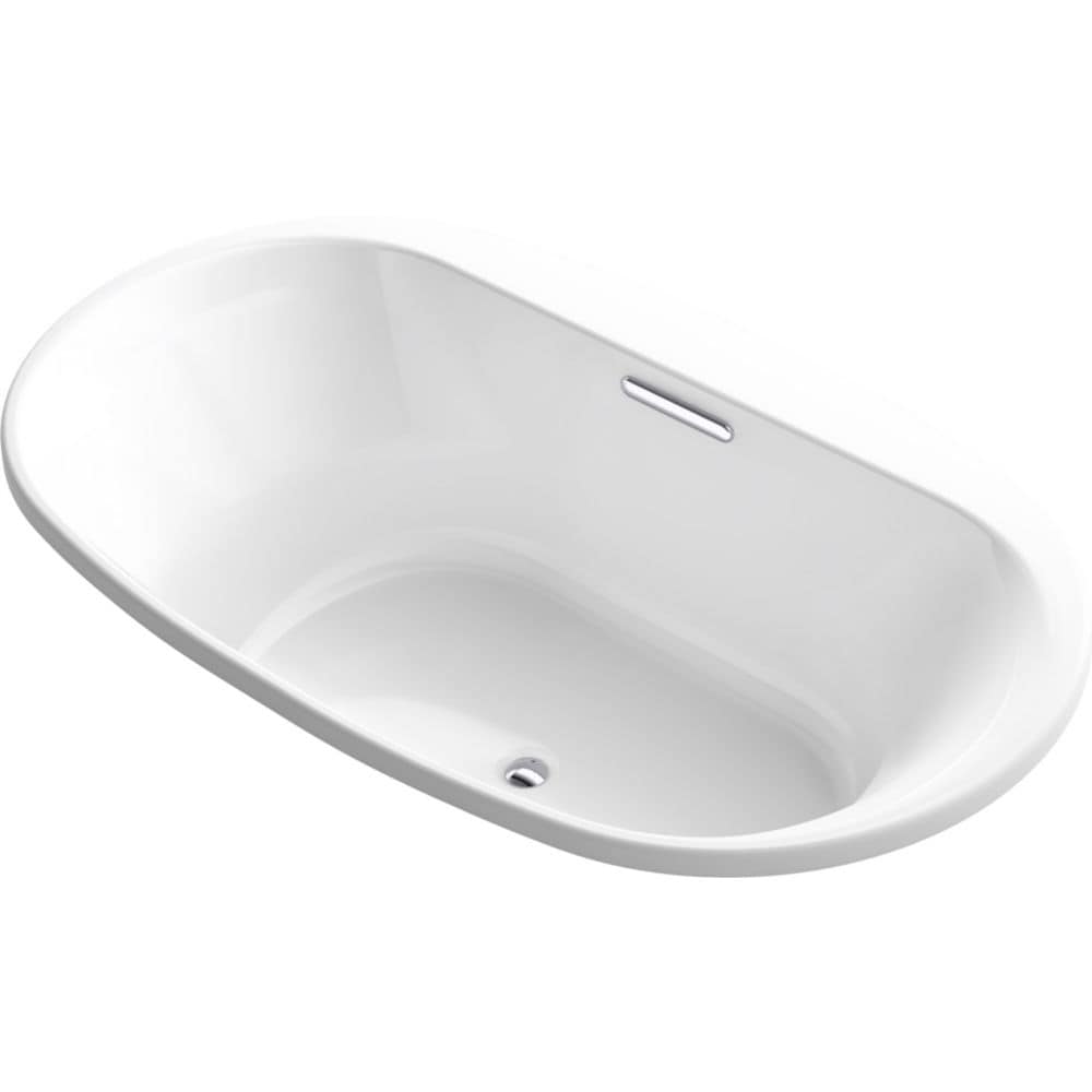 Underscore 72 in. x 42 in. Oval Soaking Bathtub with Center Drain in White