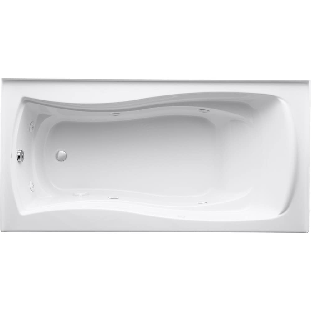 Baignoire balnéo rectangulaire Mariposa en acrylique de 6 pi avec drain à gauche et en forme de sablier en blanc