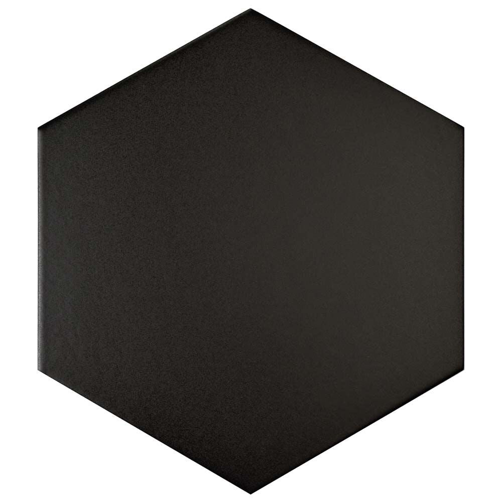 Sample - Textile Hex Black 6-inch x 6-inch Porcelain Floor and Wall Tile