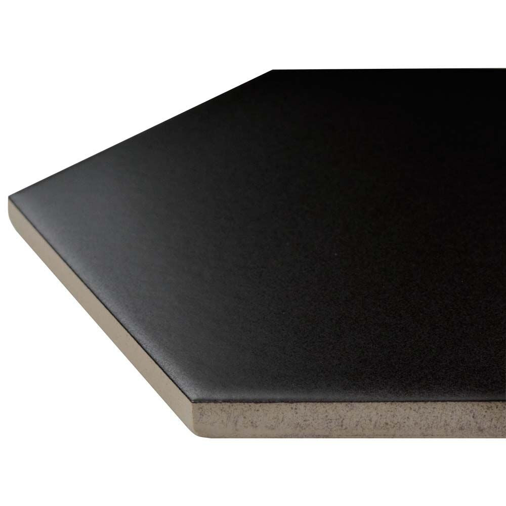 Sample - Textile Hex Black 6-inch x 6-inch Porcelain Floor and Wall Tile