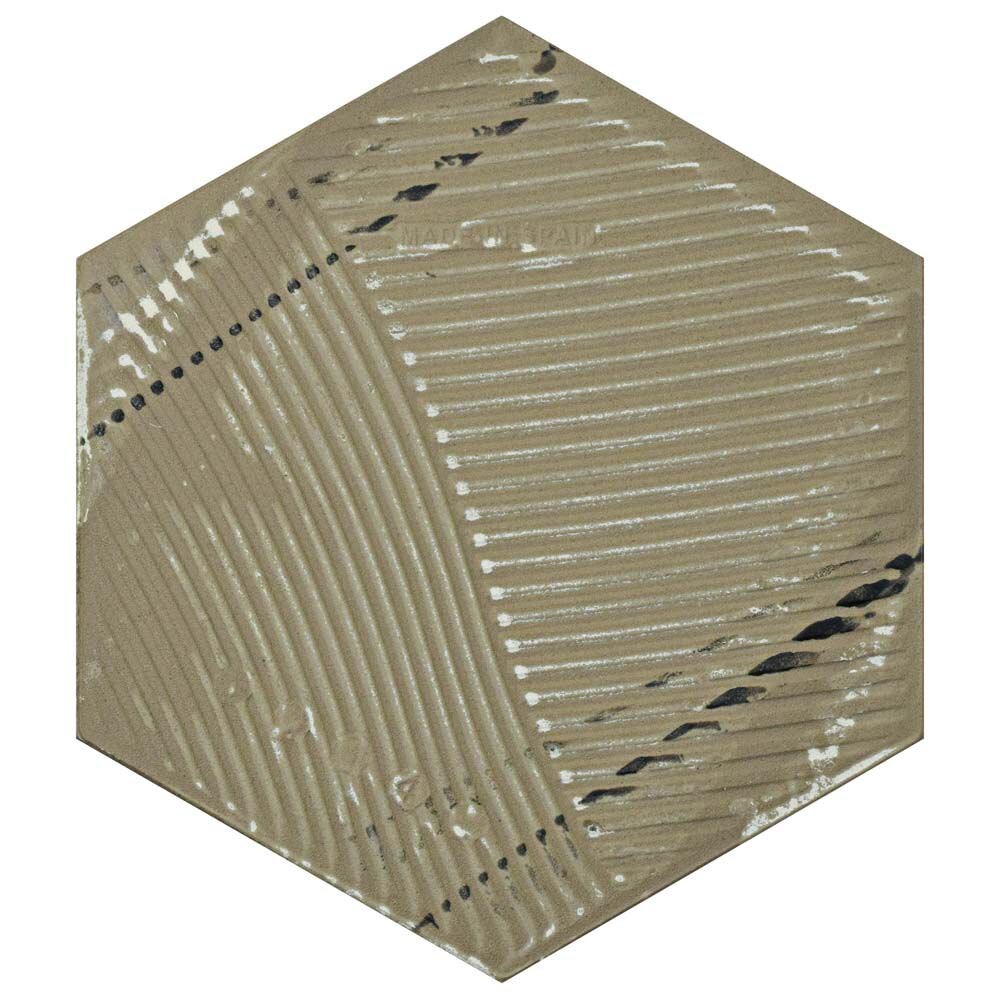 Sample - Textile Hex Black 6-inch x 6-inch Porcelain Floor and Wall Tile