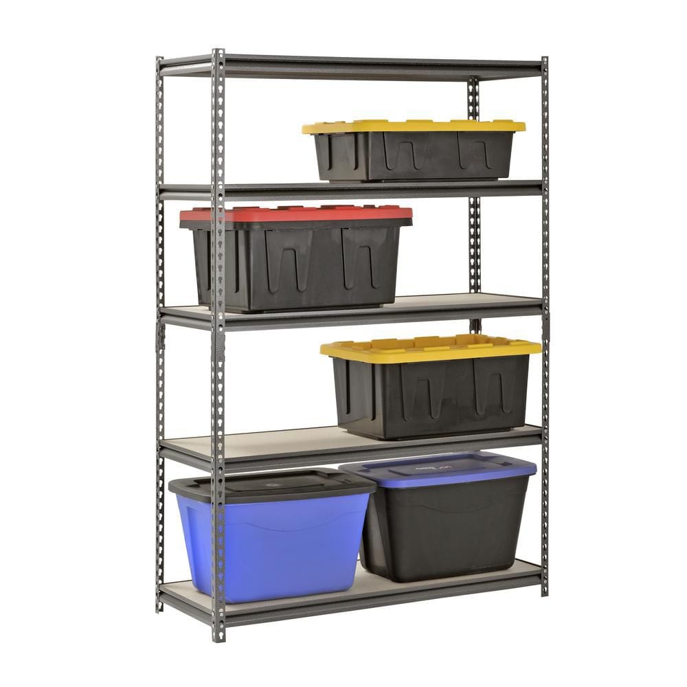 72 in. H x 48 in. W x 18 in. D 5-Shelf Boltless Steel Shelving in SilverVein
