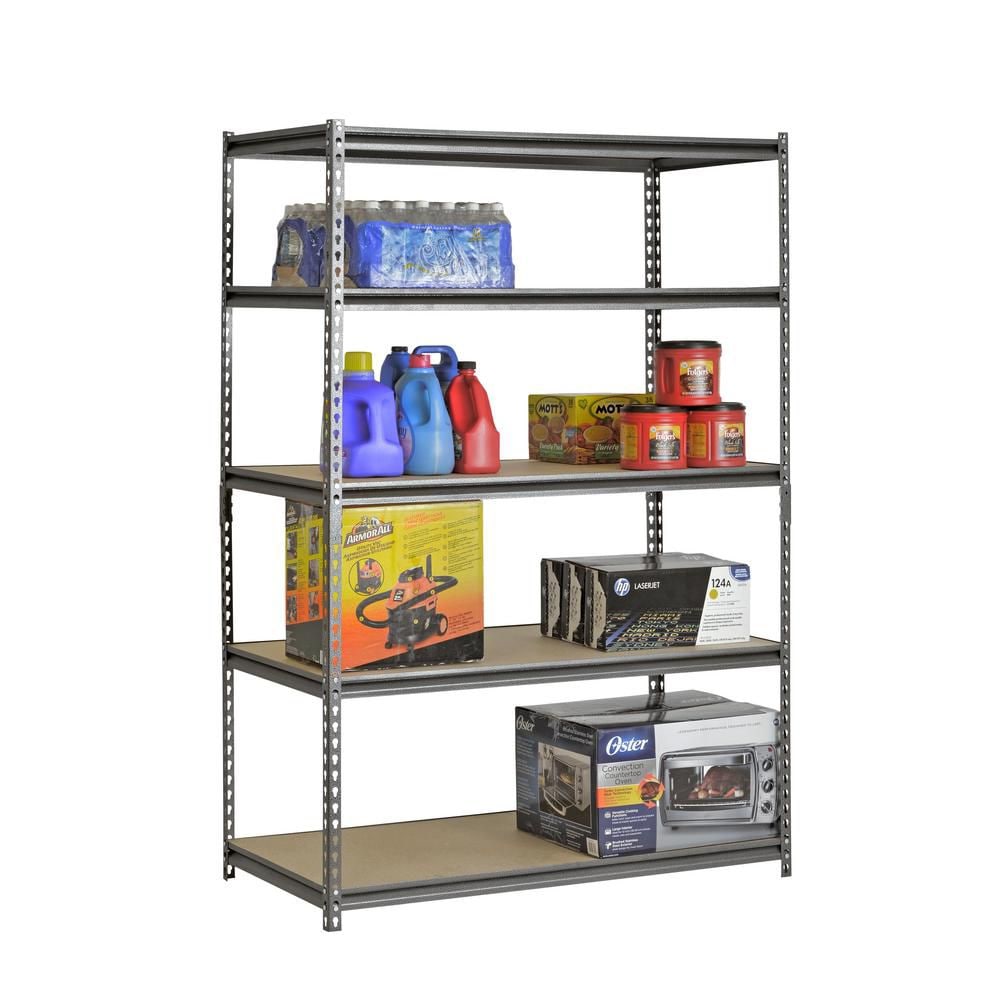 72 in. H x 48 in. W x 24 in. D 5 Shelf Boltless Steel Shelving in SilverVein