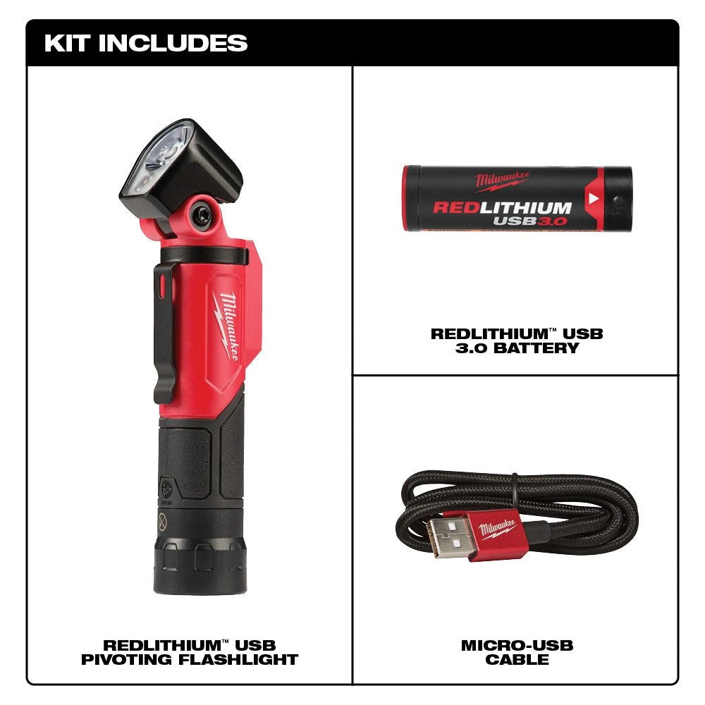 500 Lumens LED Pivoting REDLITHIUM USB Flashlight