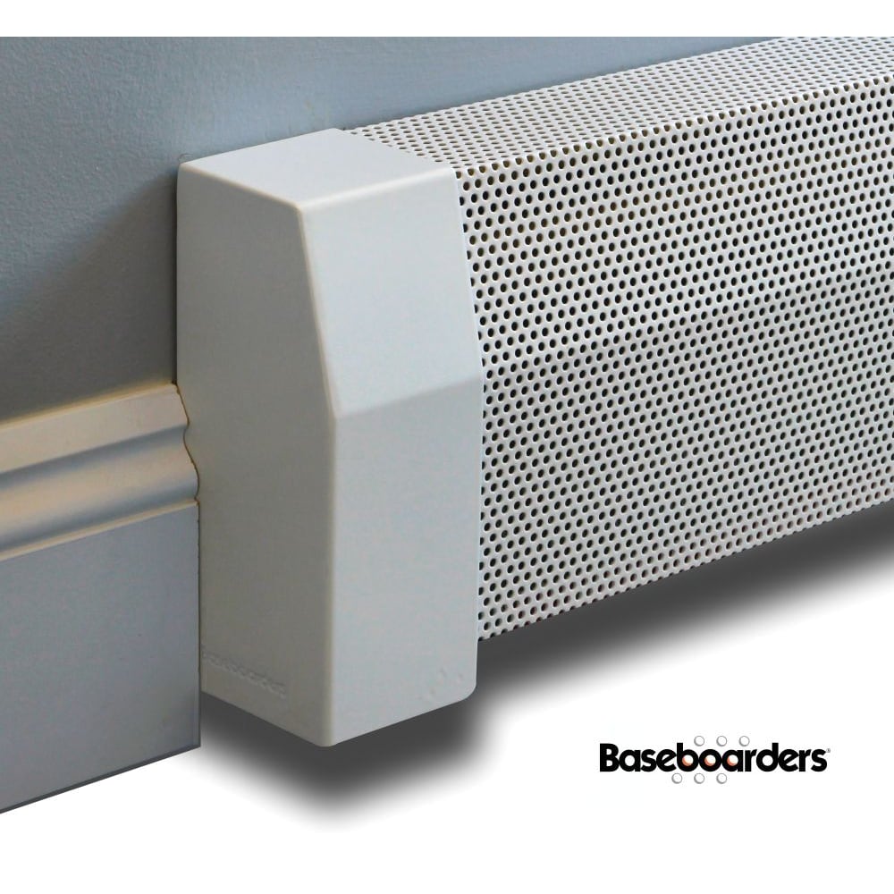 Premium Series Steel Easy Slip-On Baseboard Heater Cover Left Side Closed End Cap in White