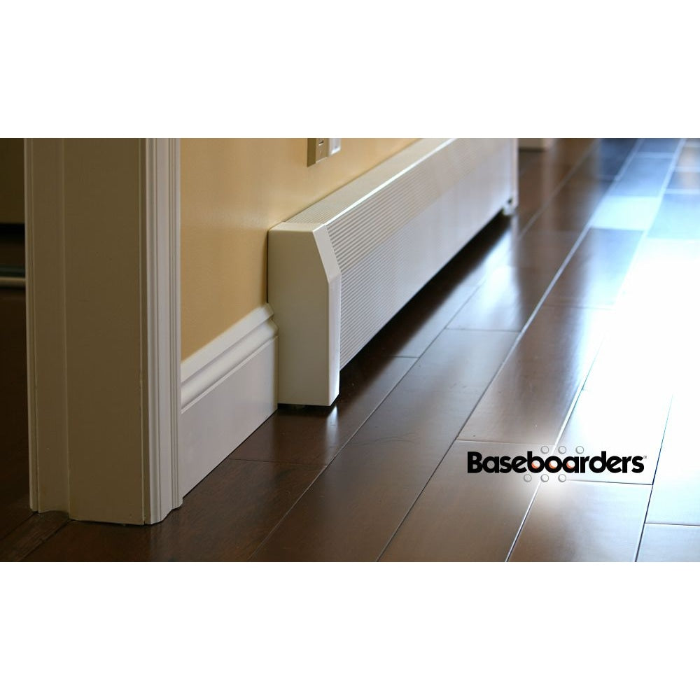 Premium Series Steel Easy Slip-On Baseboard Heater Cover Right Side Open End Cap in White