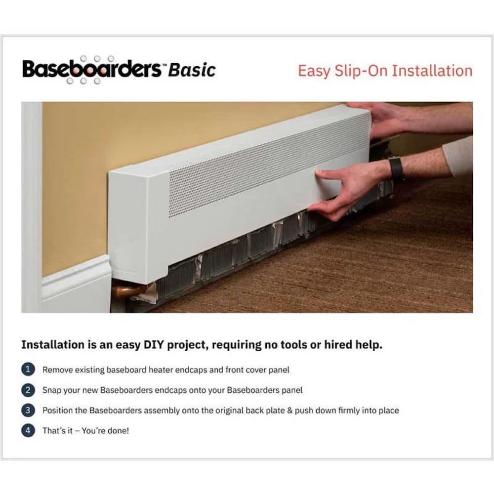 Basic Series 4 ft. Galvanized Steel Easy Slip-On Baseboard Heater Cover in White