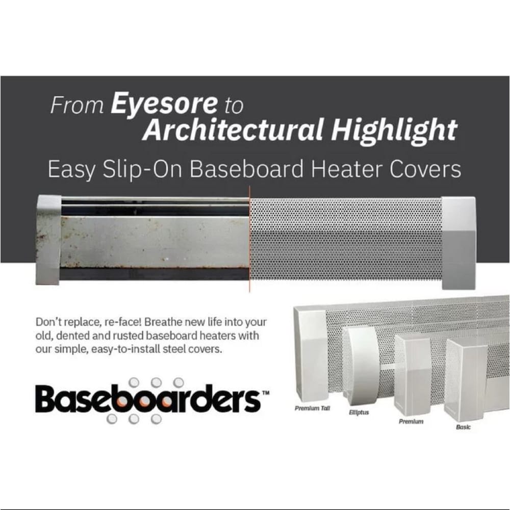 Basic Series 6 ft. Galvanized Steel Easy Slip-On Baseboard Heater Cover in White