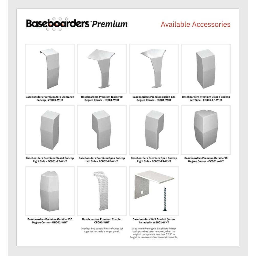 Premium and Basic Series Galvanized Steel Easy Slip-On Baseboard Heater Cover Alternative Wall Bracket Mounting