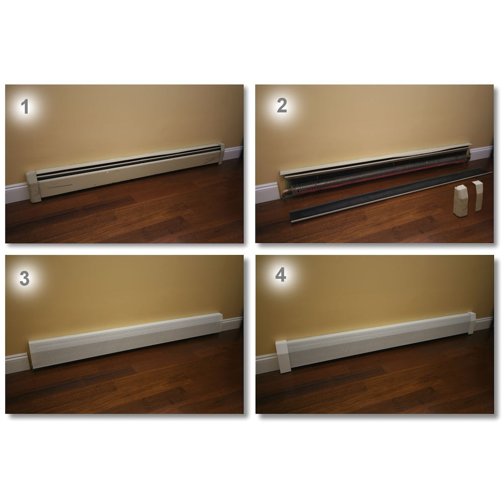 Premium Series 6 ft. Galvanized Steel Easy Slip-On Baseboard Heater Cover in White