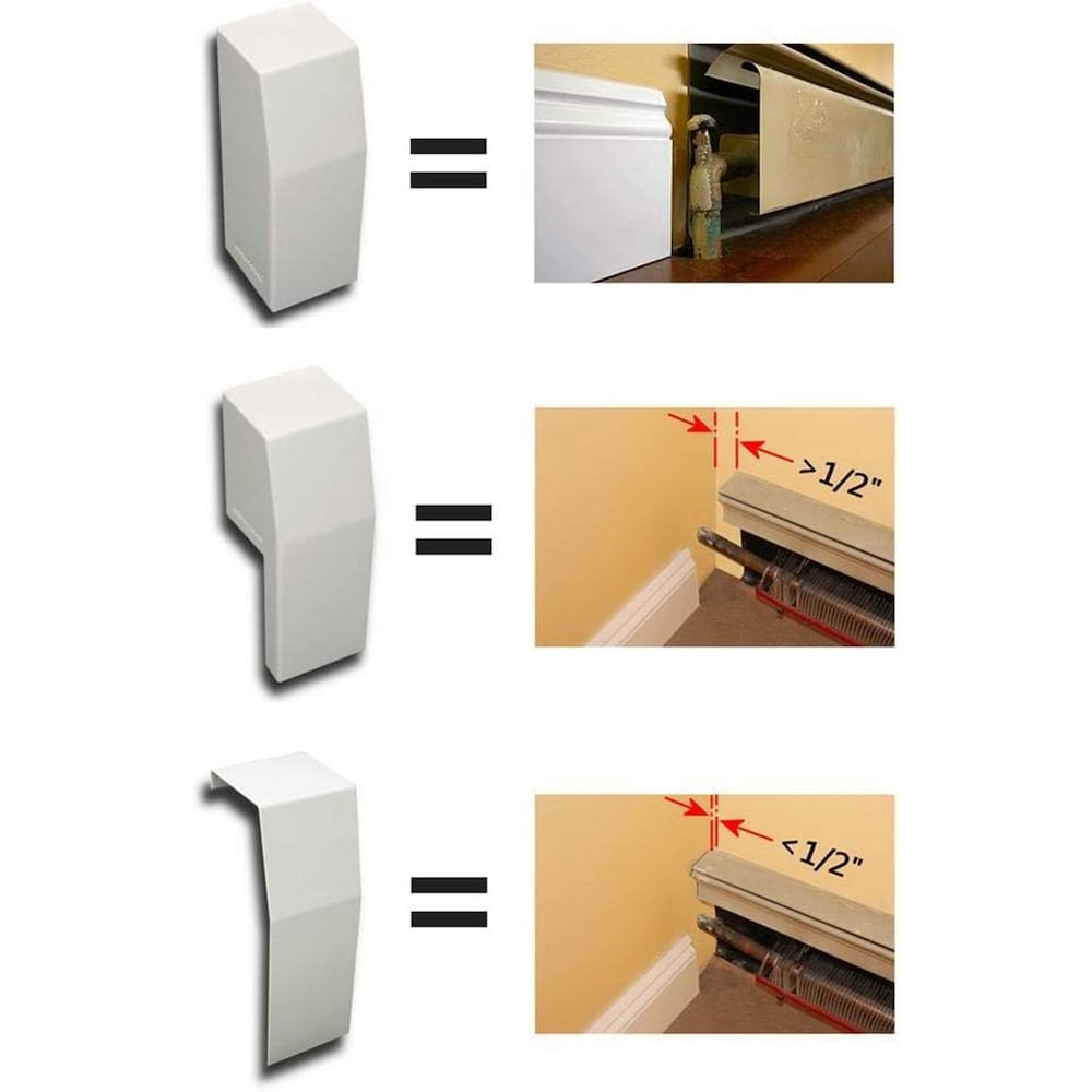 Premium Series Steel Easy Slip-On Baseboard Heater Cover Left Side Closed End Cap in White