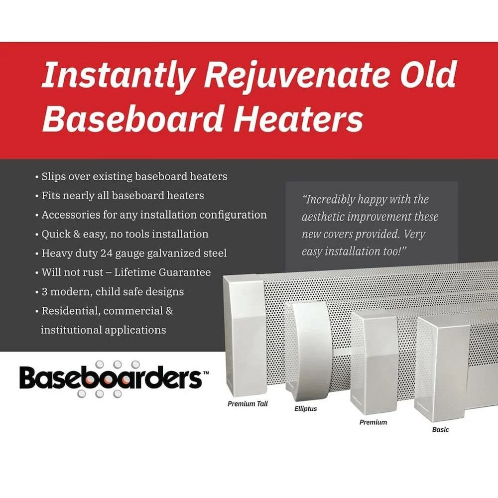 Basic Series Steel Easy Slip-On Baseboard Heater Cover Coupler in White