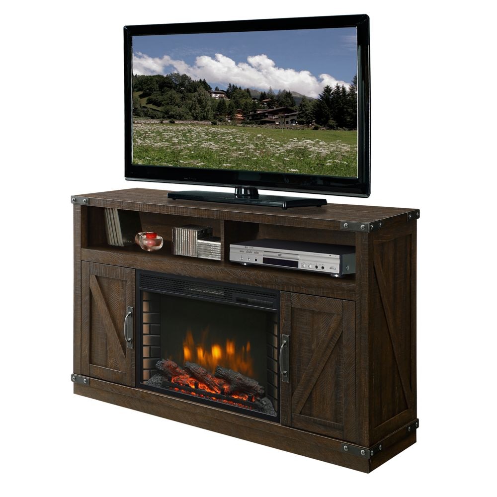 Aberfoyle 53-inch Freestanding Electric Fireplace TV Stand in Rustic Brown