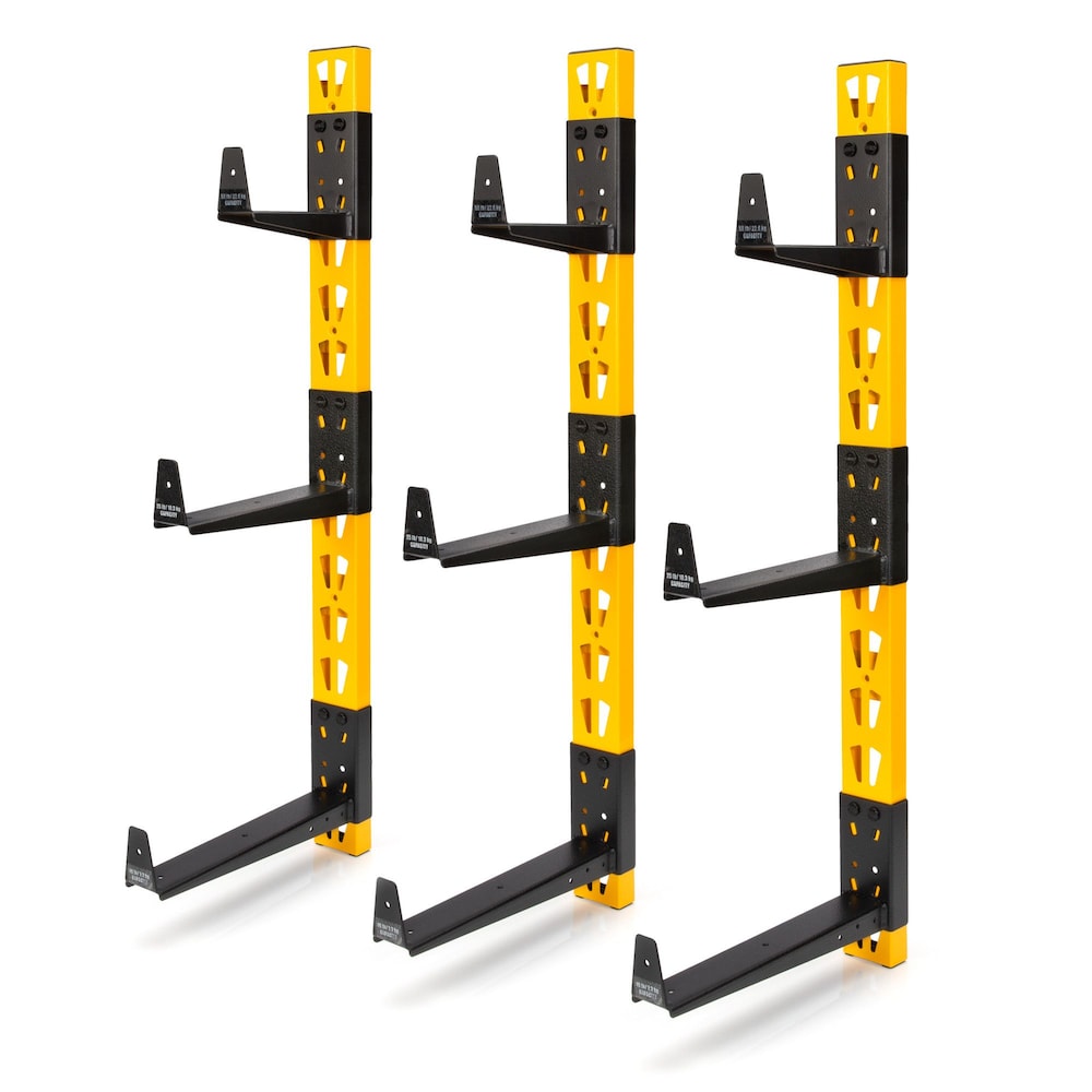 36-inch H 3-Piece Wall Mount Steel Cantilever Rack in Yellow