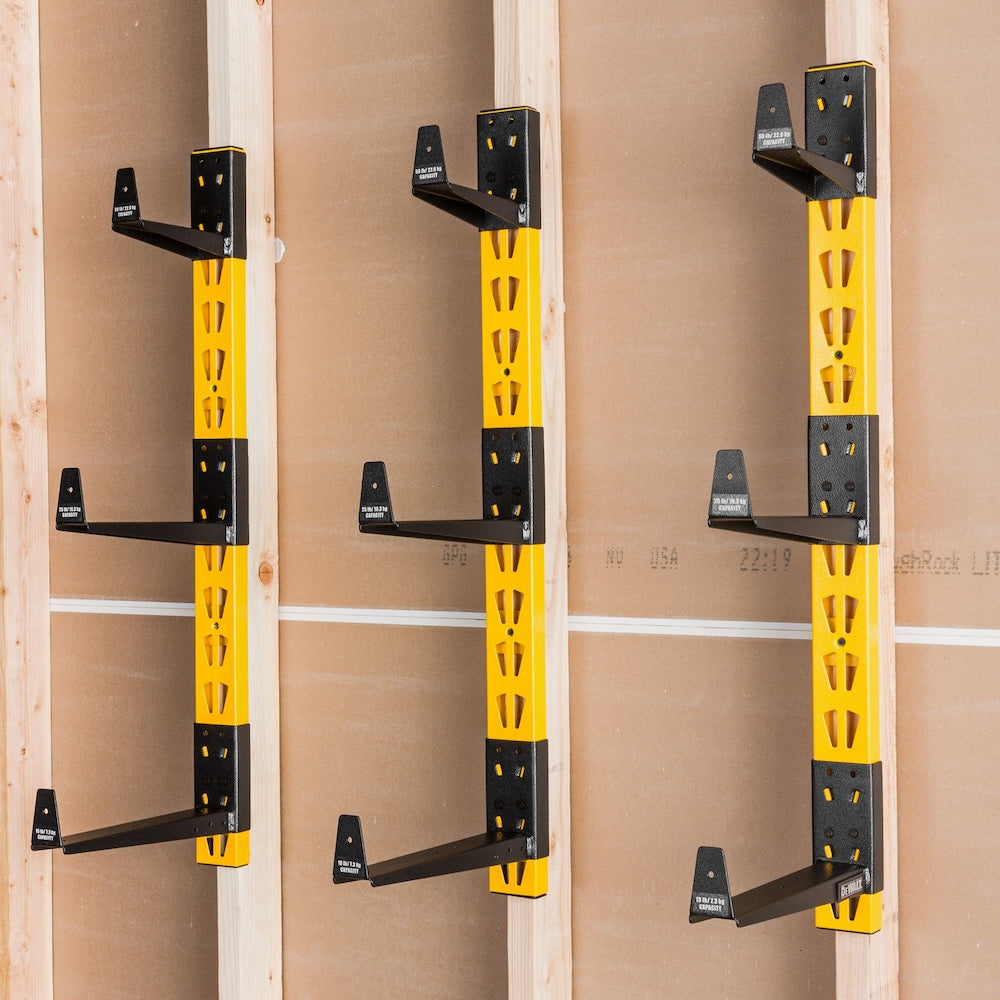 36-inch H 3-Piece Wall Mount Steel Cantilever Rack in Yellow