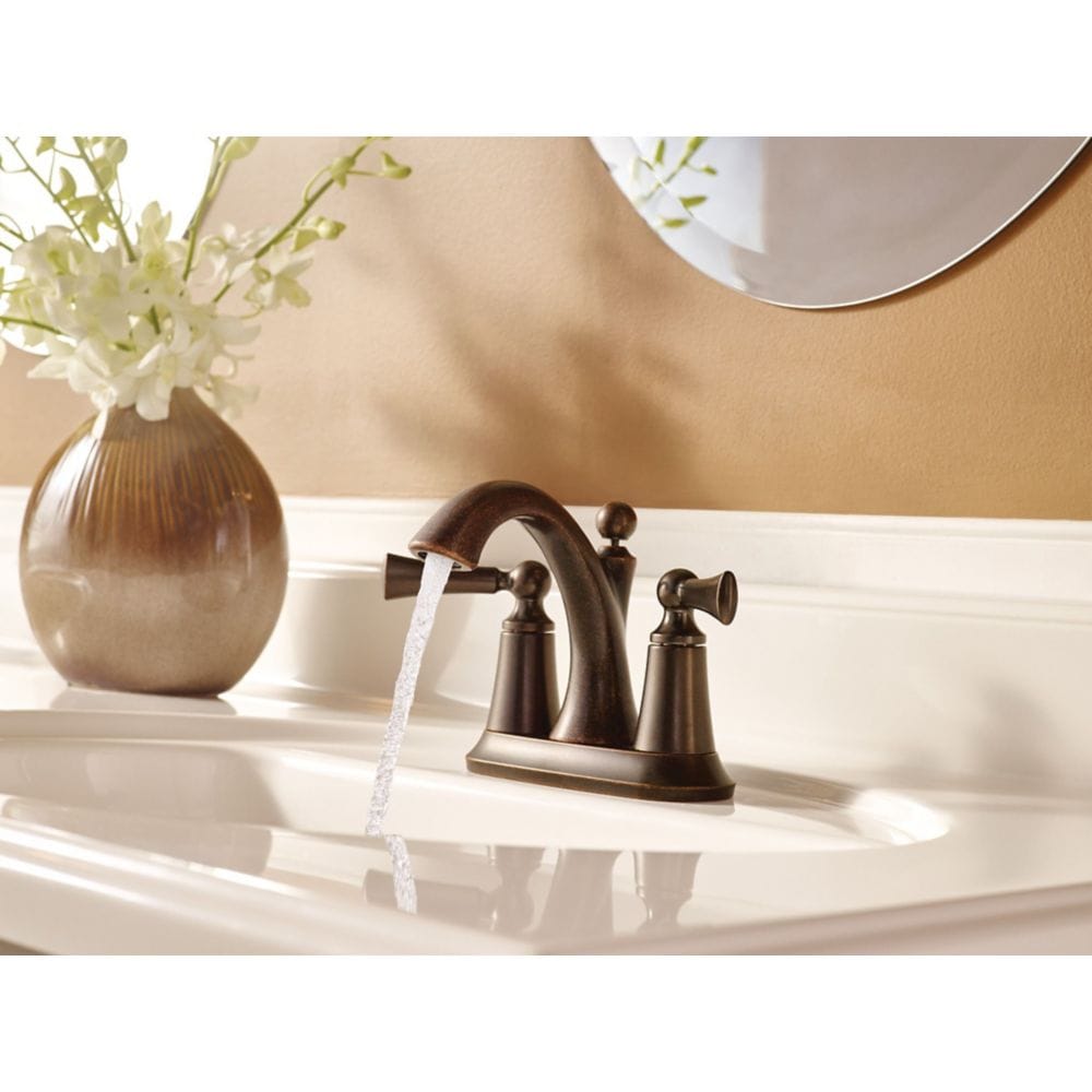 Wynford 2 Handle 4-inch Centerset Bathroom Sink Faucet/Tap in Chrome (Drain and Valve Included)
