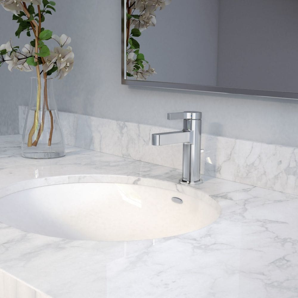 Robinet de lavabo de salle de bain monotrou à poignée unique Vichy en chrome (vidange et valve incluses)
