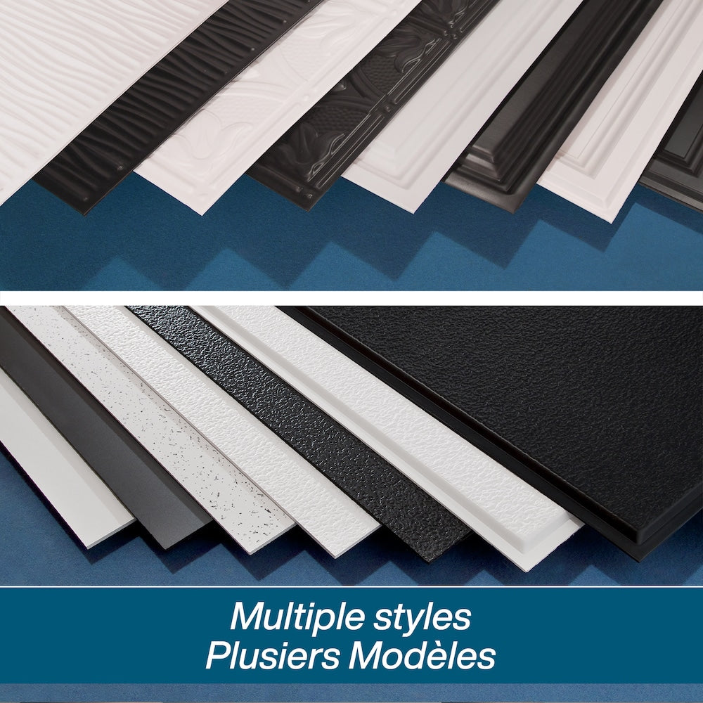 Panneau de plafond Stucco Pro noir de 2 pi x 4 pi, carton de 10