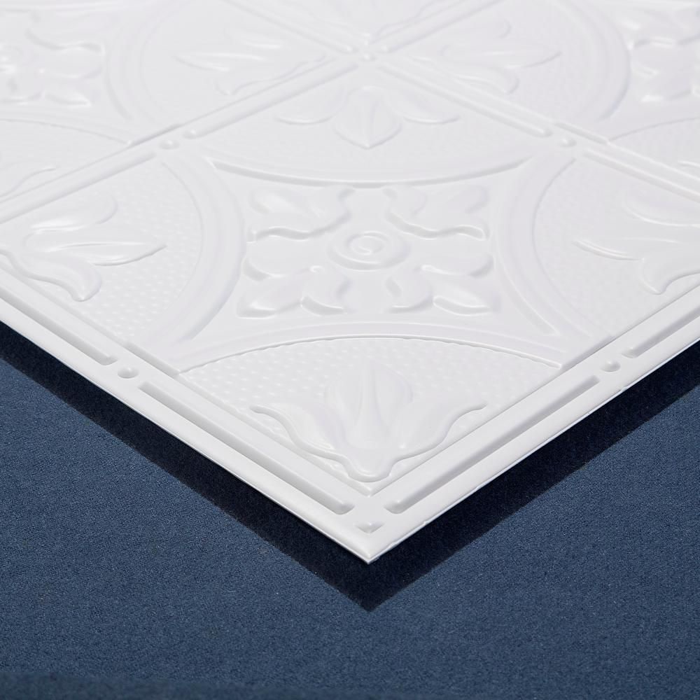 Panneau de plafond blanc antique de 2 pi x 2 pi, carton de 12