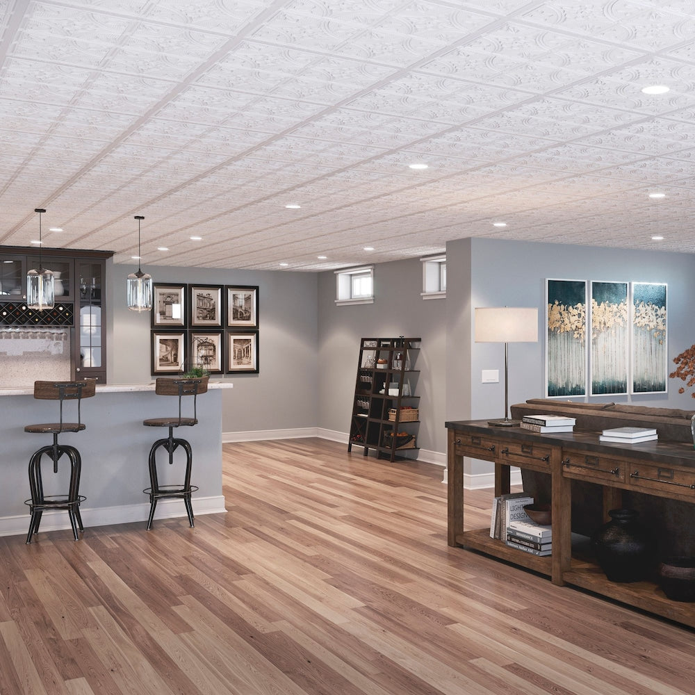 Panneau de plafond blanc antique de 2 pi x 2 pi, carton de 12