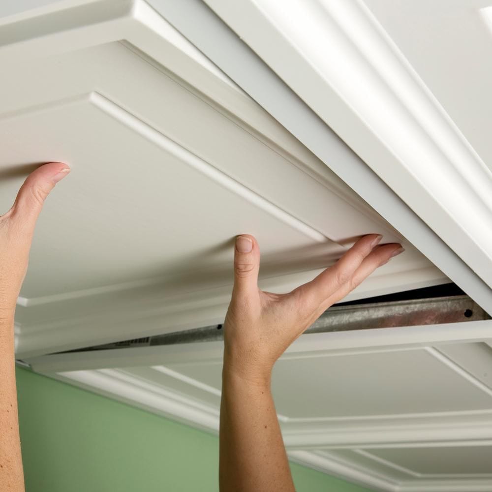 Panneau de plafond Icon Coffer blanc de 2 pi x 2 pi, carton de 12