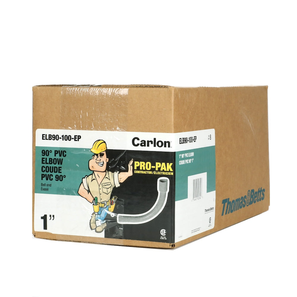Coude 90 degrés 1 po en PVC gris Schedule 40 (Boîte de 8 unités)