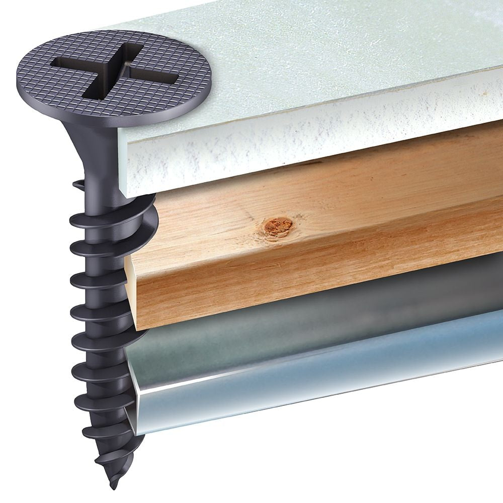 Vis à tête plate Phillips Drive pour cloisons sèches #6 x 1-5/8 pouces, filetage universel - 2500 pièces