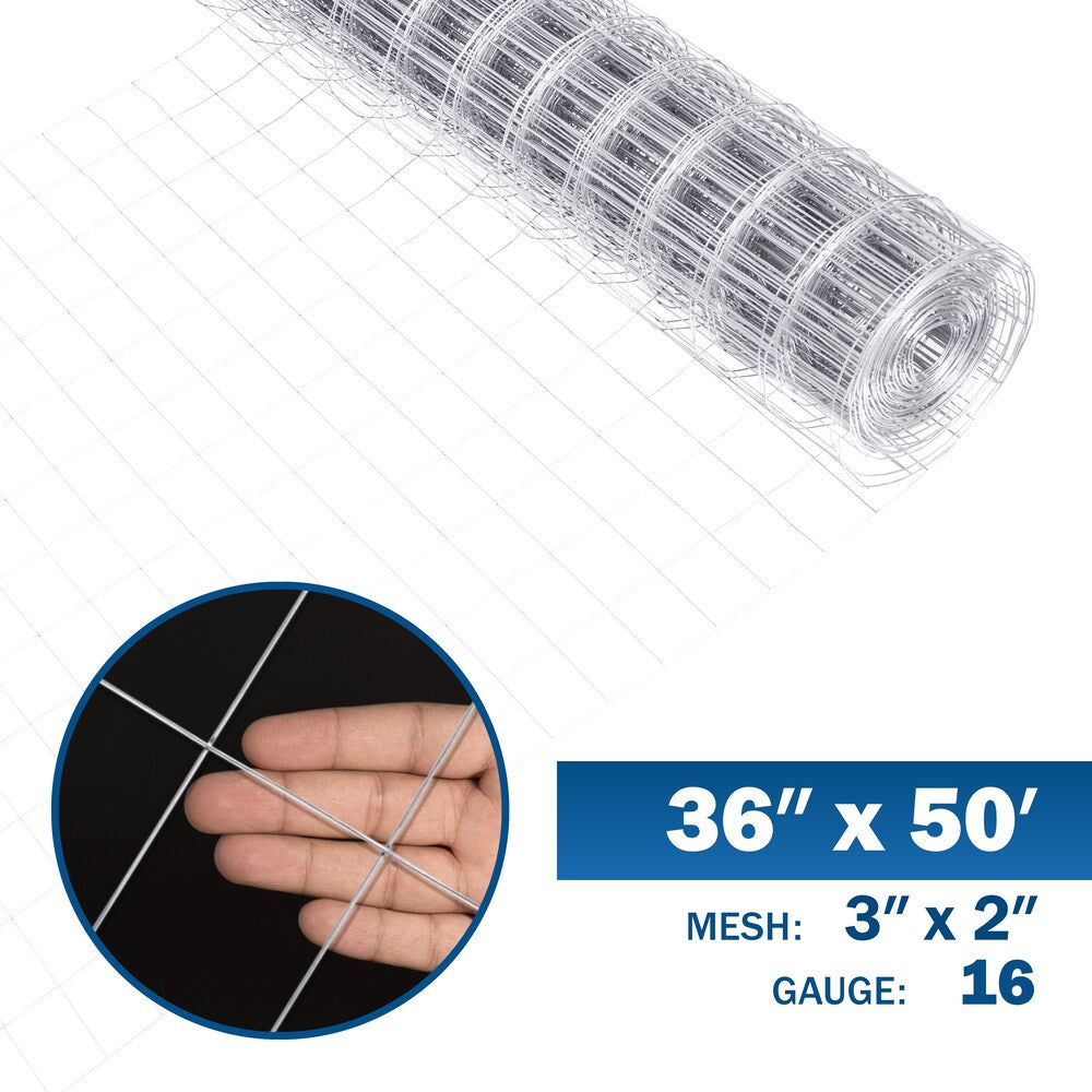 3 inch x 2 inch 3 ft. x 50 ft. 16-Gauge Galvanized Welded Fence