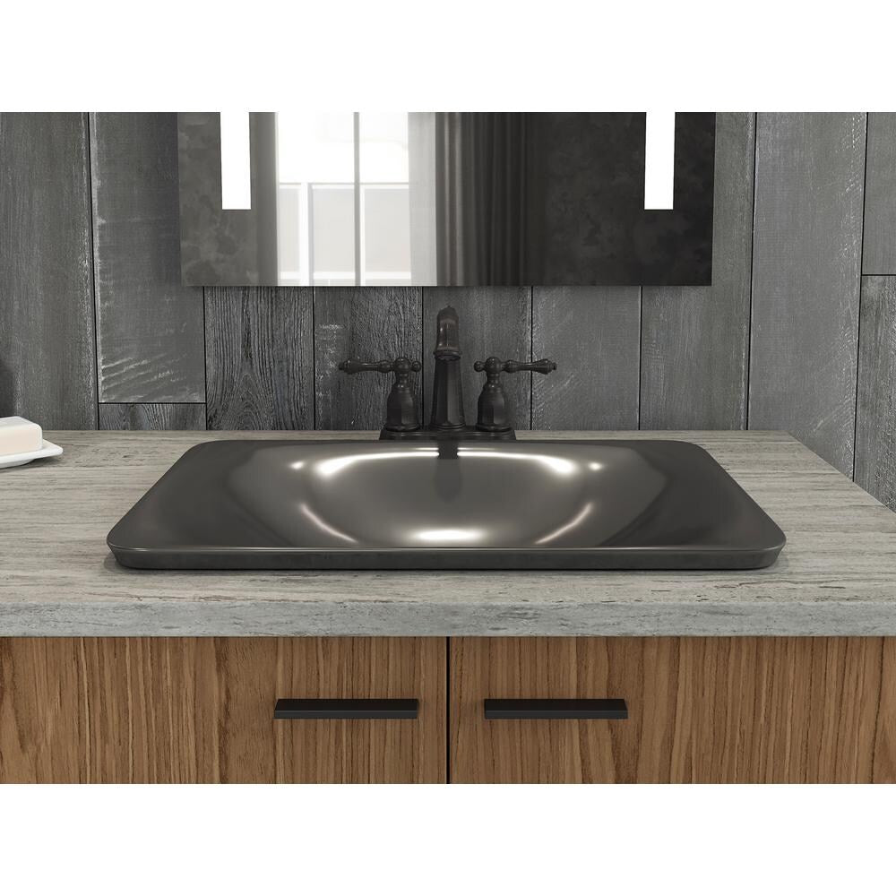 Robinet de lavabo de salle de bain central avec poignées à levier en bronze huilé