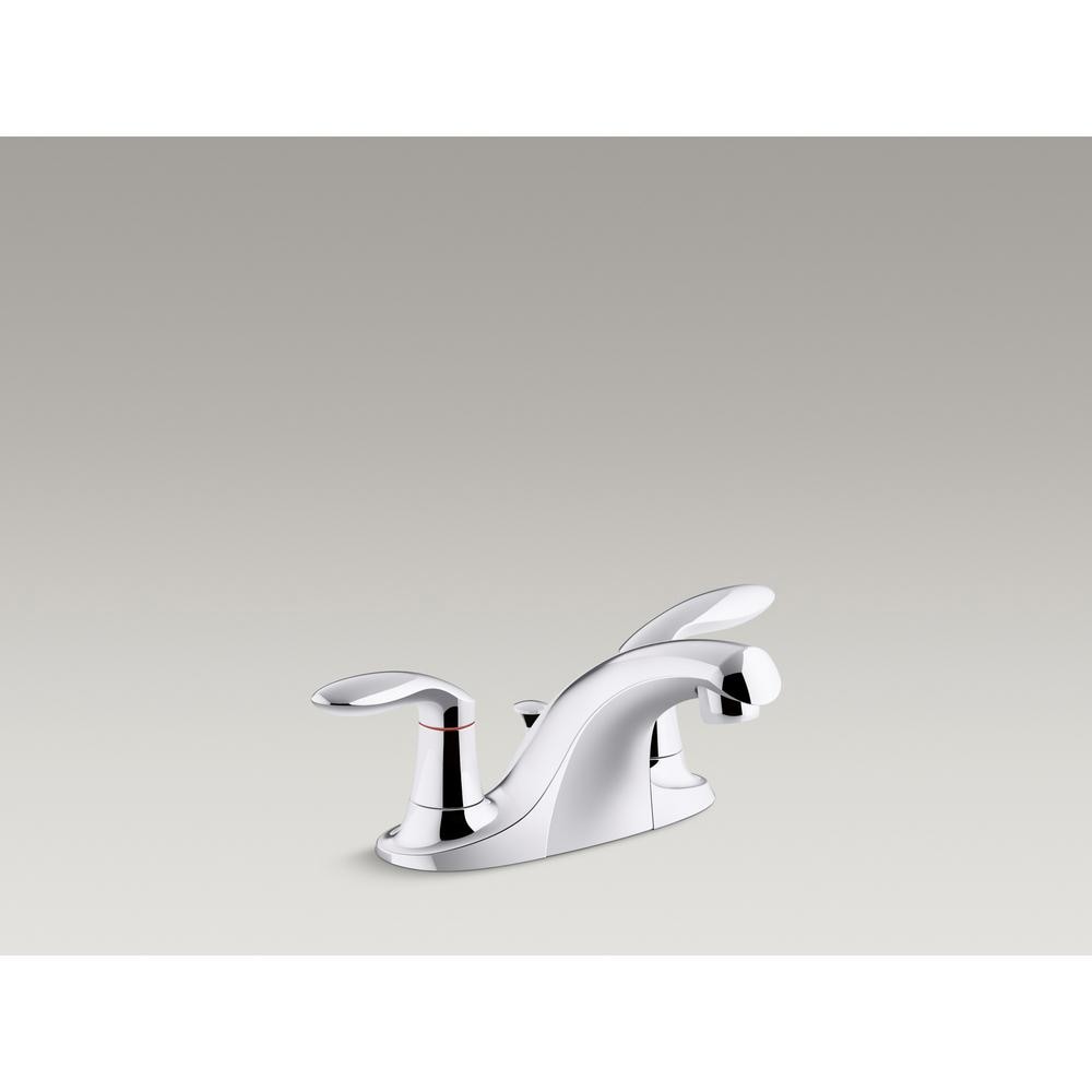 Robinet de lavabo de salle de bain à deux poignées avec bonde escamotable en chrome poli