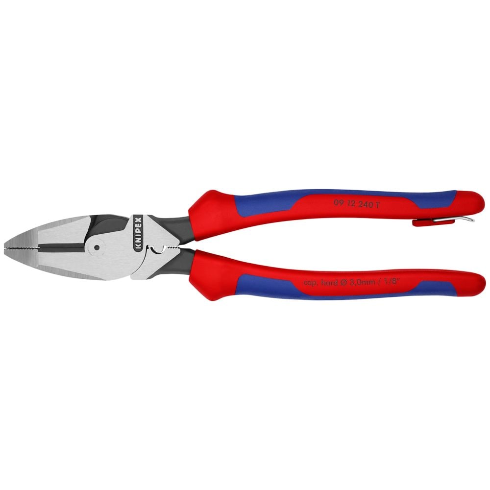 9-1/2 inch Ultra-High Leverage Lineman's Pliers with Fish Tape Puller, Crimper, and Tether Attachment