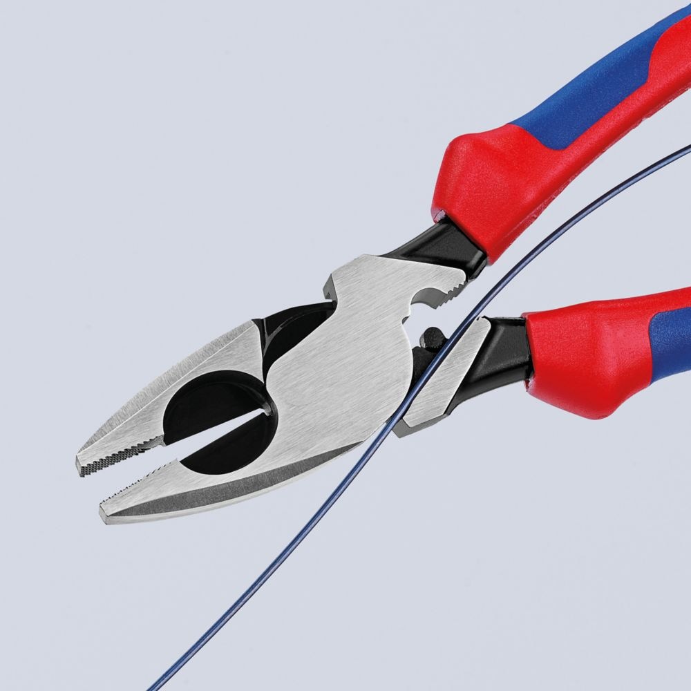 9-1/2 inch Ultra-High Leverage Lineman's Pliers with Fish Tape Puller, Crimper, and Tether Attachment