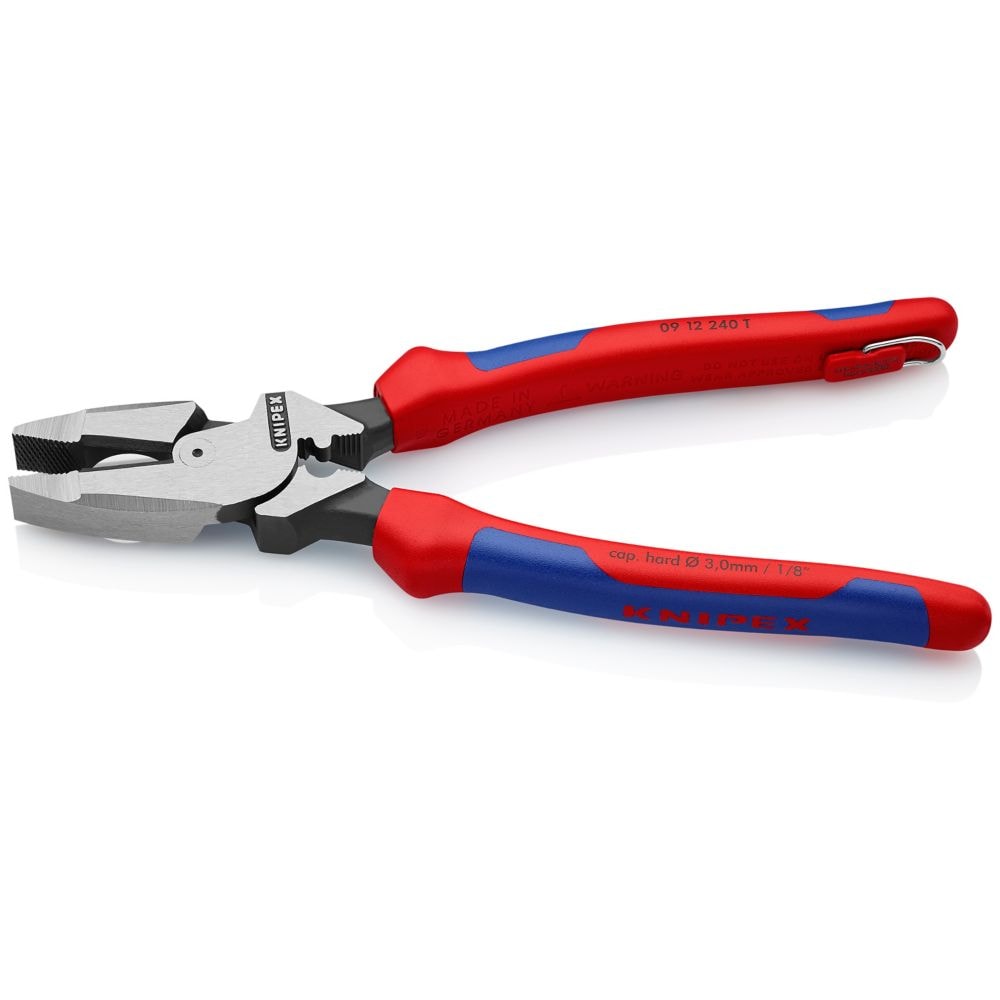 9-1/2 inch Ultra-High Leverage Lineman's Pliers with Fish Tape Puller, Crimper, and Tether Attachment