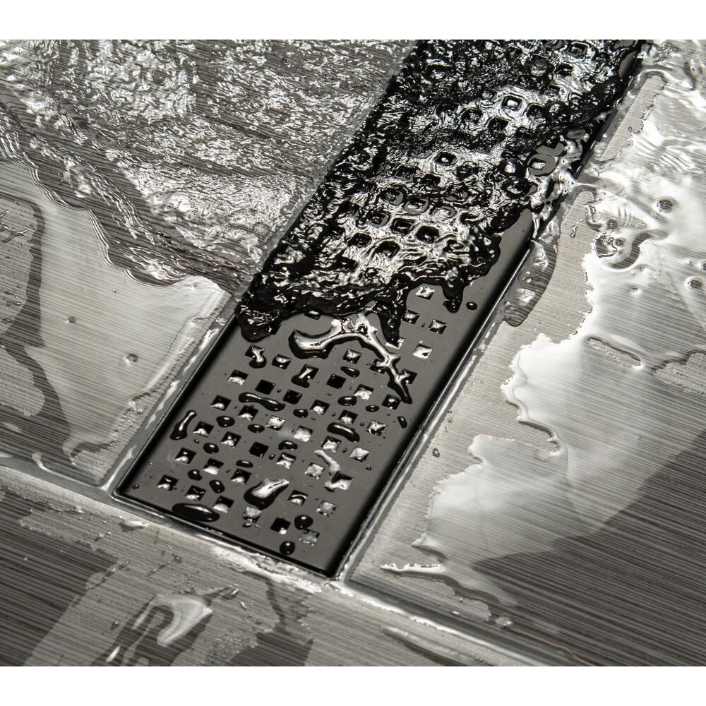 Designline 24 in. Stainless Steel Linear Shower Drain with Square Pattern Drain Cover in Matte Black