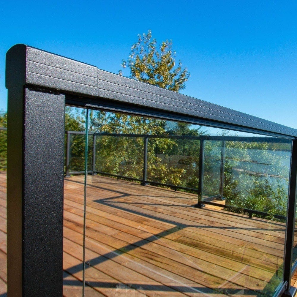 Ensemble de poteaux d'extrémité de garde-corps de terrasse en aluminium de 42 pouces de hauteur en noir mat