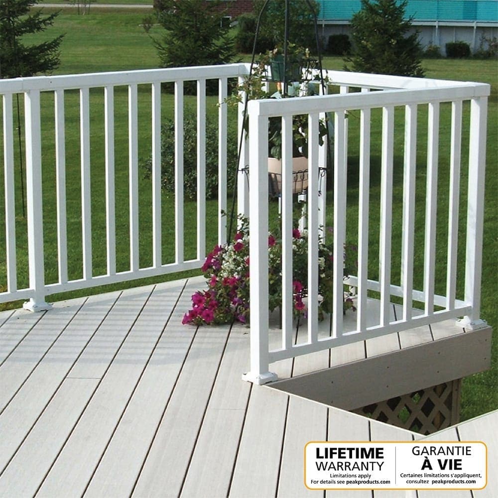 42-inch H Aluminum Deck Railing Picket Gate in White
