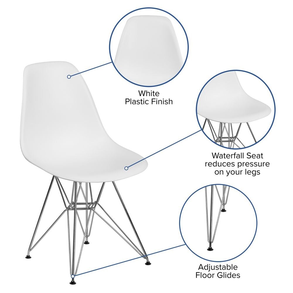 Chaise en plastique blanc/chrome