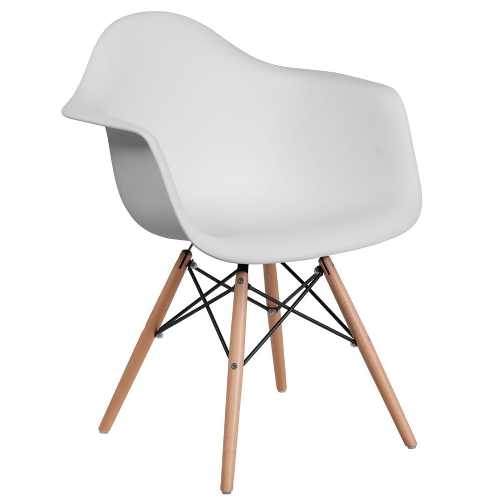 Chaise en plastique/bois blanche