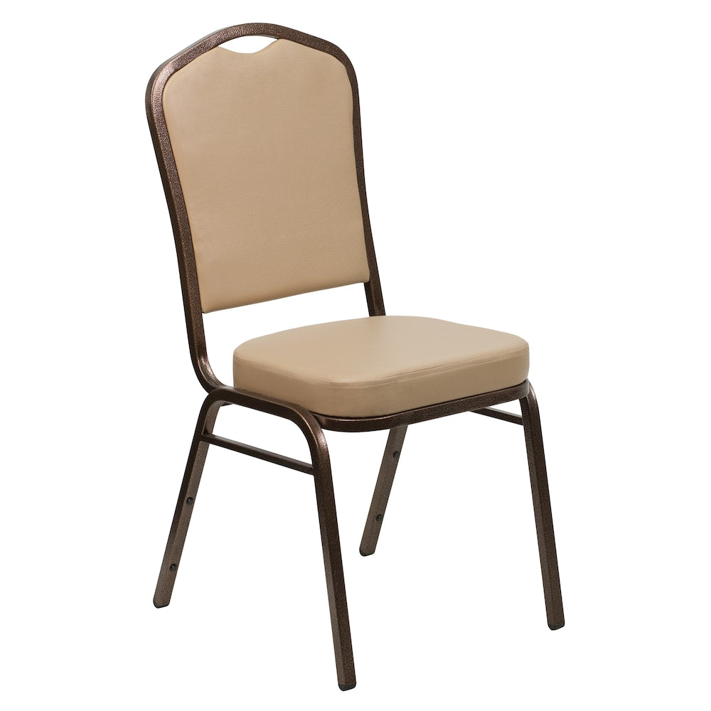 Chaise de banquet en vinyle beige