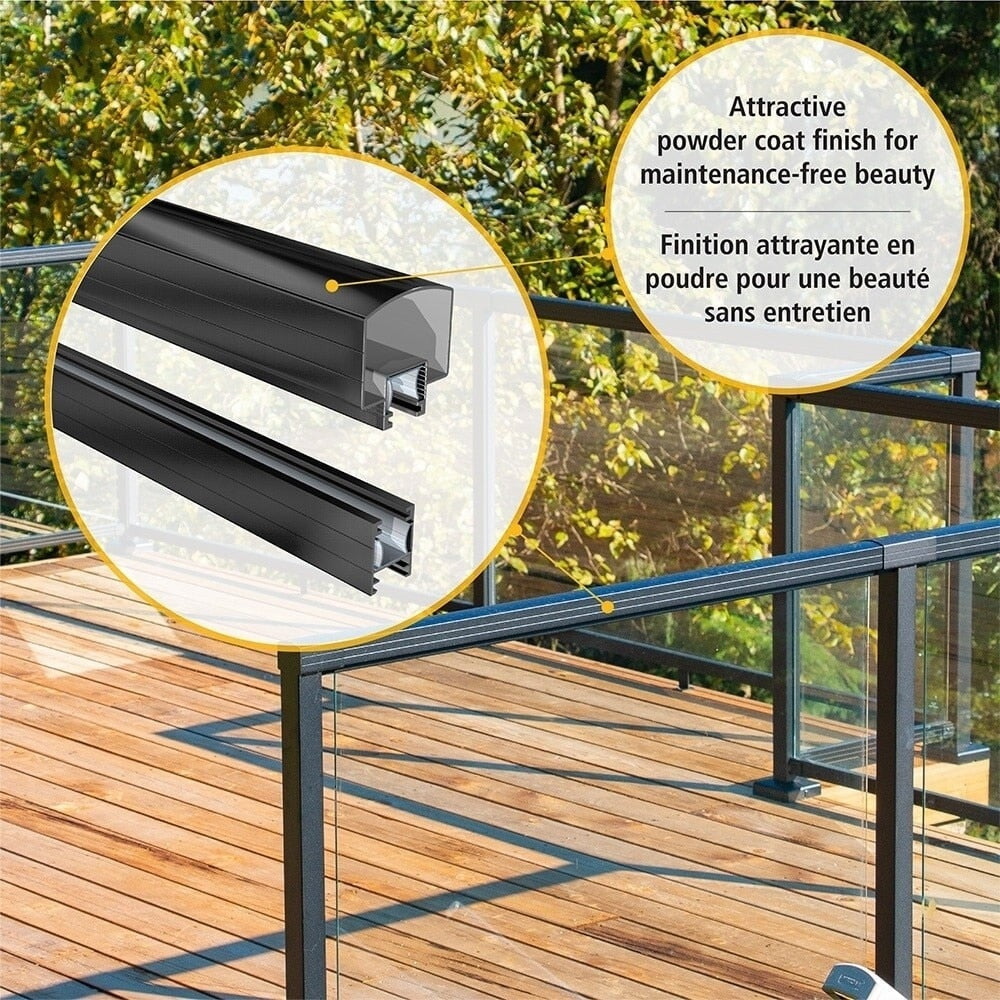 Ensemble de poteaux intermédiaires pour garde-corps de terrasse en aluminium de 42 pouces de hauteur en noir mat