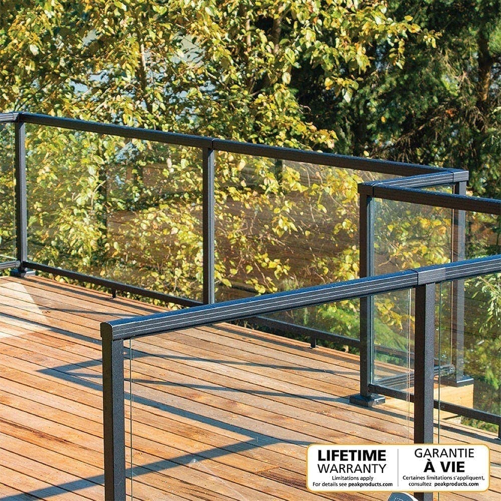 Ensemble de poteaux intermédiaires pour garde-corps de terrasse en aluminium de 42 pouces de hauteur en noir mat