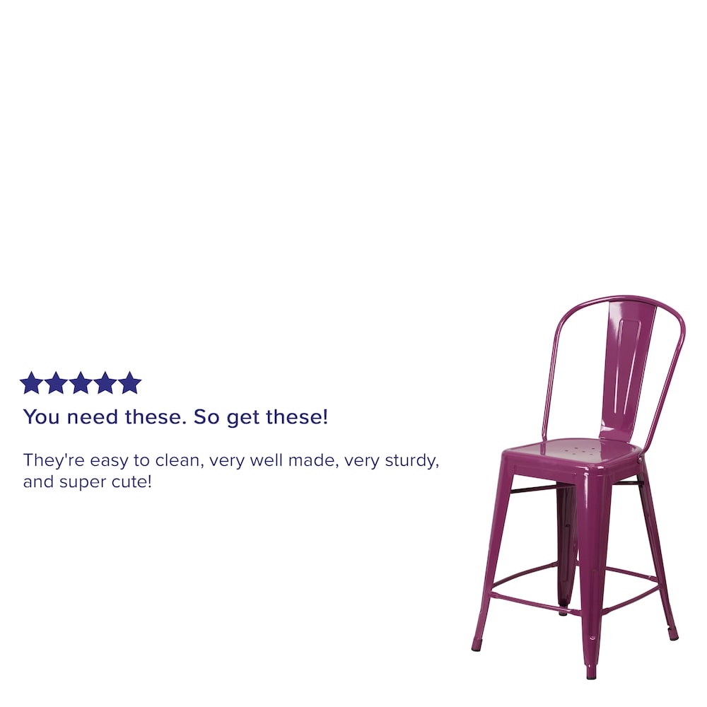 24" Purp Metal Outdoor Stool