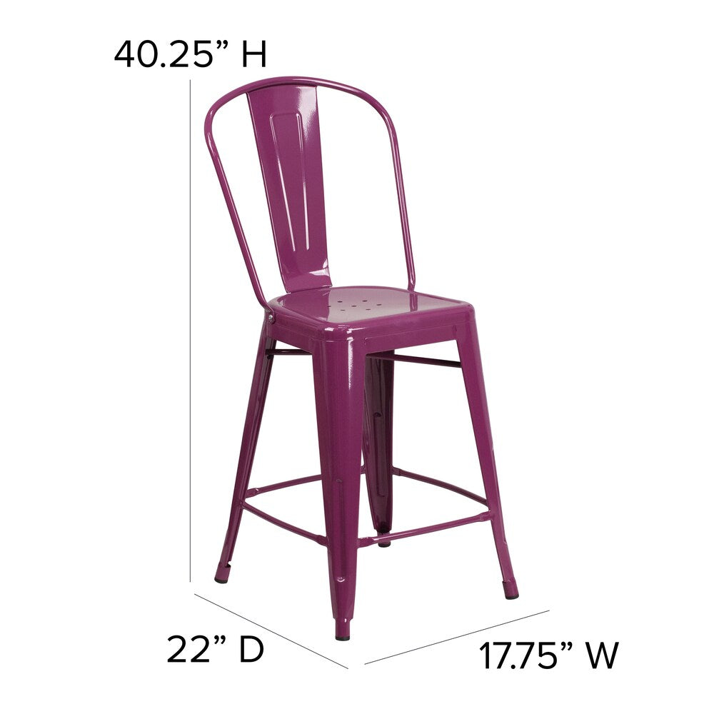 24" Purp Metal Outdoor Stool