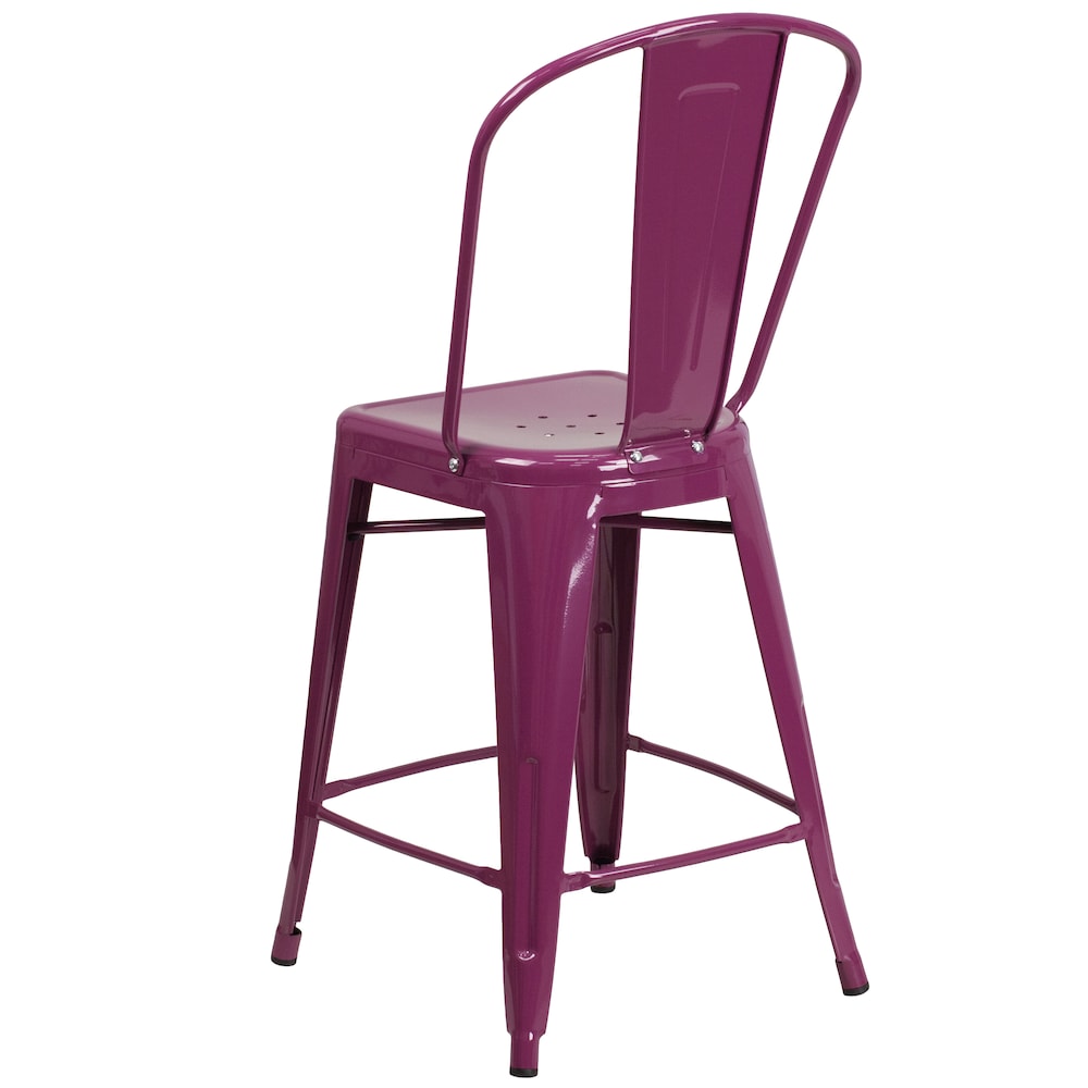 24" Purp Metal Outdoor Stool
