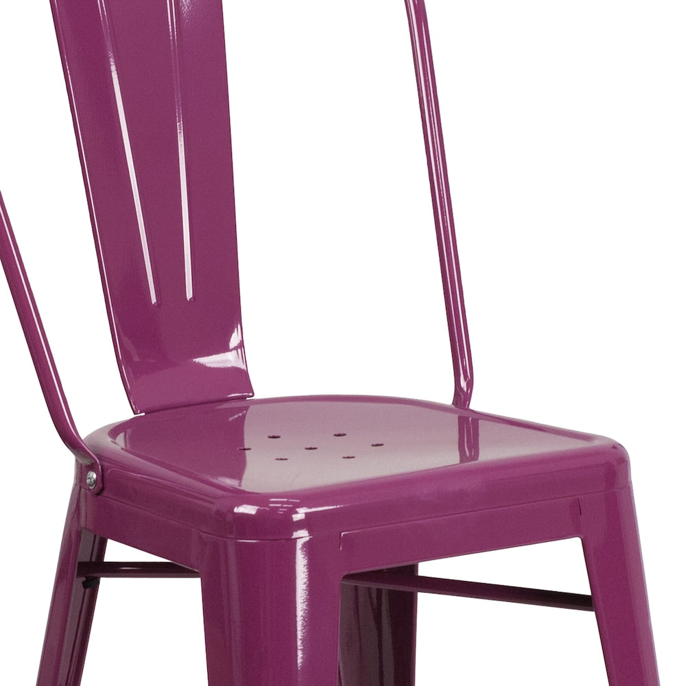 24" Purp Metal Outdoor Stool