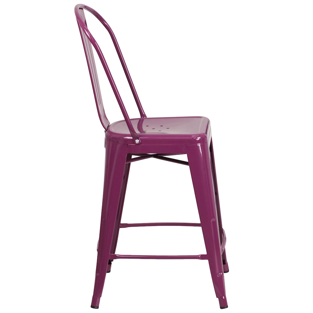 24" Purp Metal Outdoor Stool