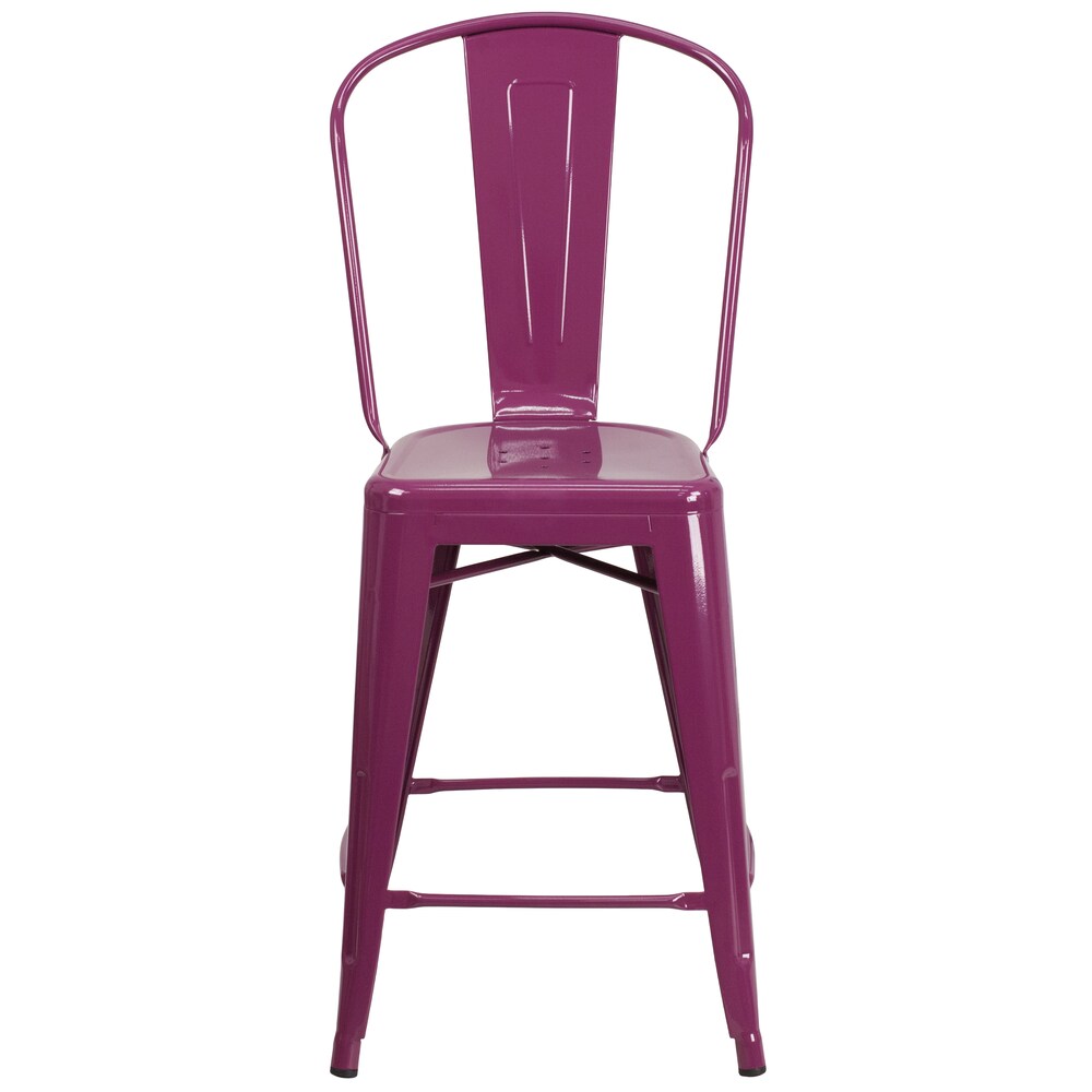 24" Purp Metal Outdoor Stool