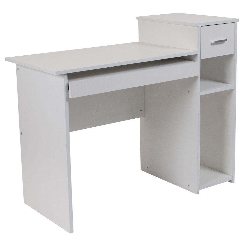 Bureau blanc avec étagères